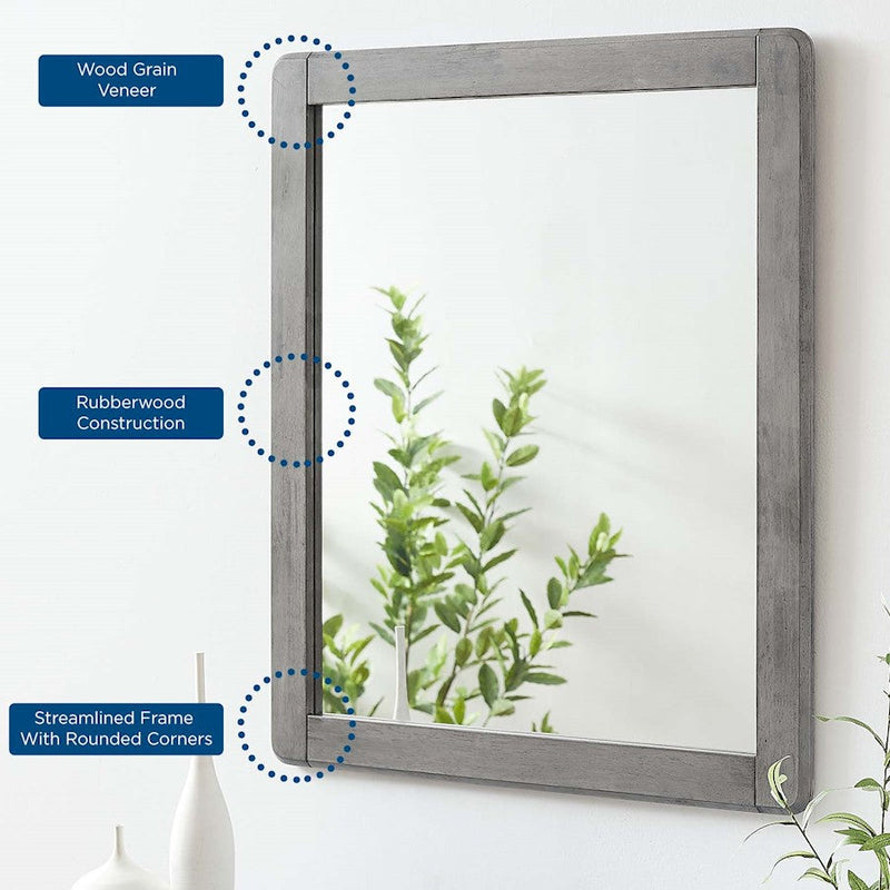 Modway Furniture Georgia Wood Mirror, Gray