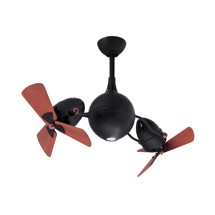 Matthews Fan Acqua Ceiling Fan, Matte Black, Mahogany/Mahogany - AQ-BK-WD