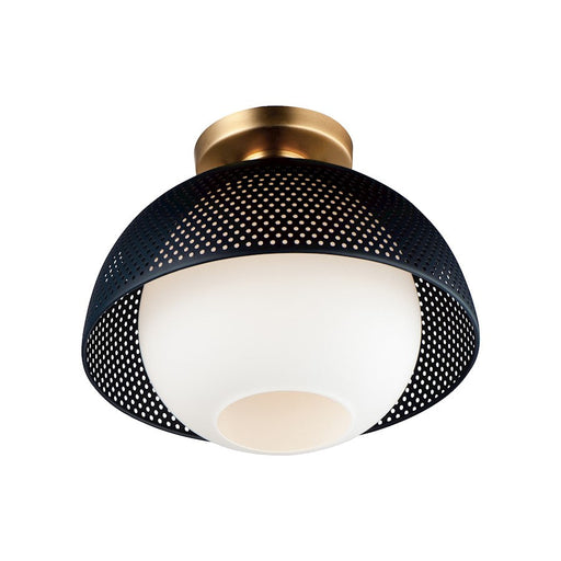 Maxim Lighting Perf 1-Light Flush Mount, Black/Satin Brass/White - 10083WTBKSBR