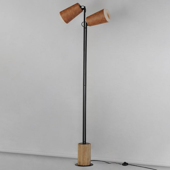 Maxim Lighting Scout 2 Light Floor Lamp, Weathered Wood/Tan Leather