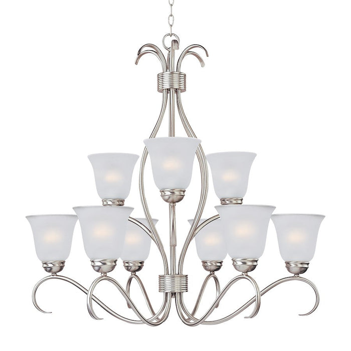 Maxim Lighting Basix 9-Light Chandelier, Satin Nickel/Frosted - 10128FTSN