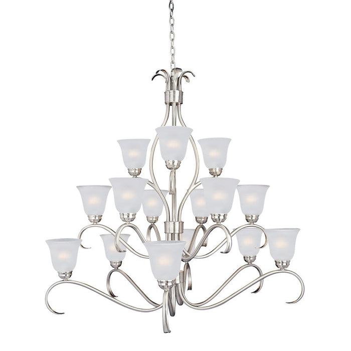 Maxim Lighting Basix 15-Light Chandelier, Satin Nickel/Frosted - 10129FTSN