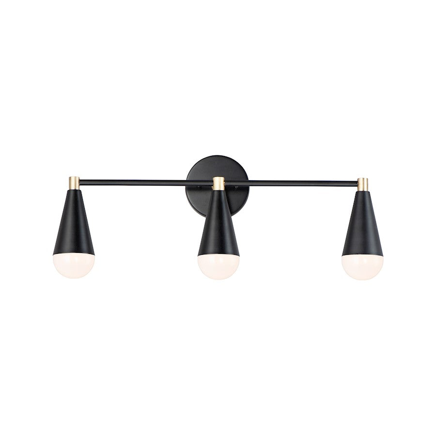 Maxim Lighting Lovell 3-Light Vanity w/Bulbs, Black/Satin Brass - 11263BKSBR-BUL