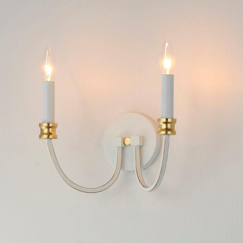 Maxim Charlton 2 Light Wall Sconce, Weathered White/Gold Leaf