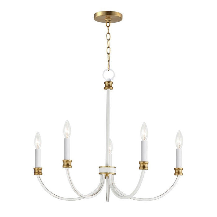 Maxim Charlton 5 Light Chandelier, Weathered White/Gold Leaf - 11375WWTGL