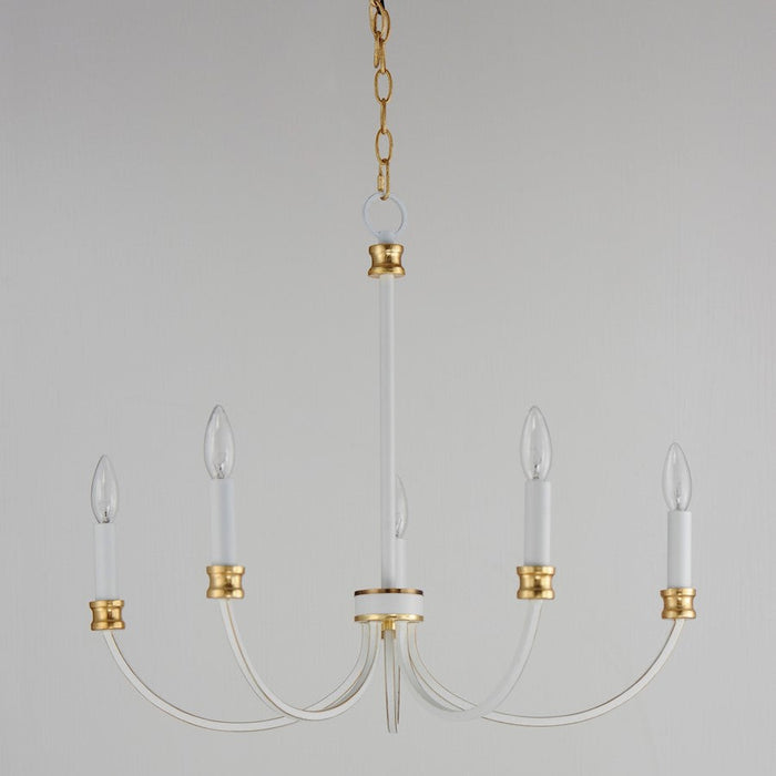 Maxim Charlton Chandelier, Weathered White/Gold Leaf