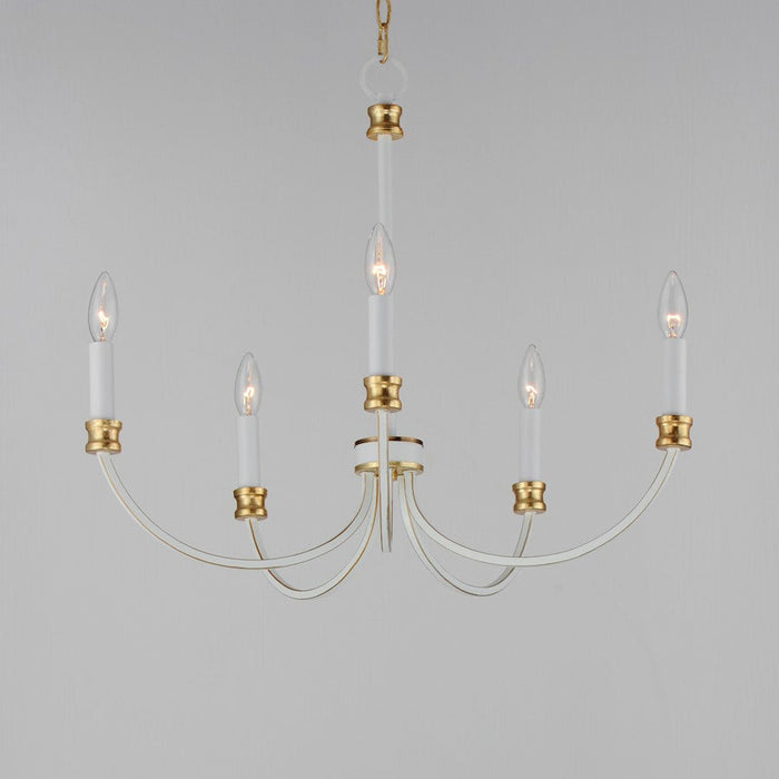 Maxim Charlton Chandelier, Weathered White/Gold Leaf