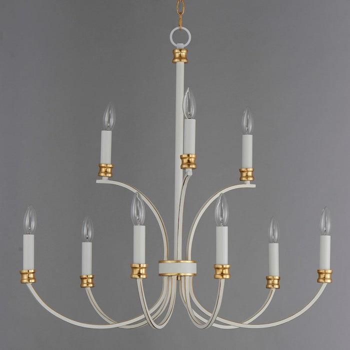 Maxim Charlton Chandelier, Weathered White/Gold Leaf