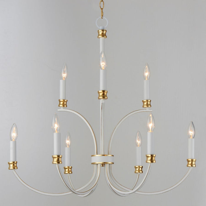 Maxim Charlton Chandelier, Weathered White/Gold Leaf