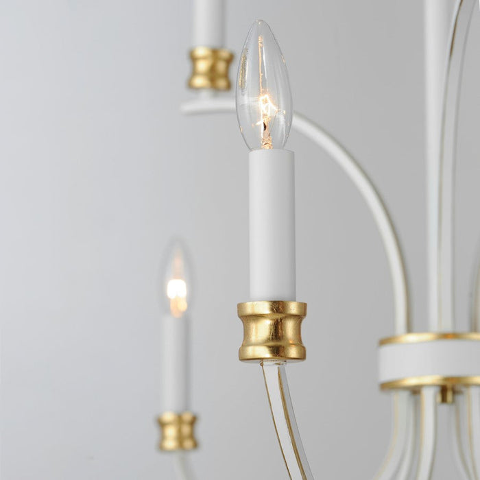 Maxim Charlton Chandelier, Weathered White/Gold Leaf