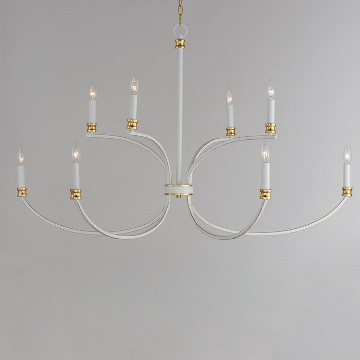 Maxim Charlton 9 Light Multi-Tier Chandelier, Weathered White/Gold