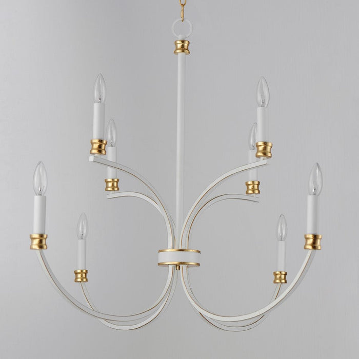 Maxim Charlton 9 Light Multi-Tier Chandelier, Weathered White/Gold