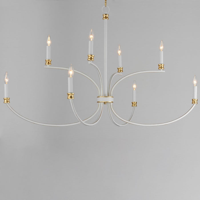 Maxim Charlton 9 Light Multi-Tier Chandelier, Weathered White/Gold