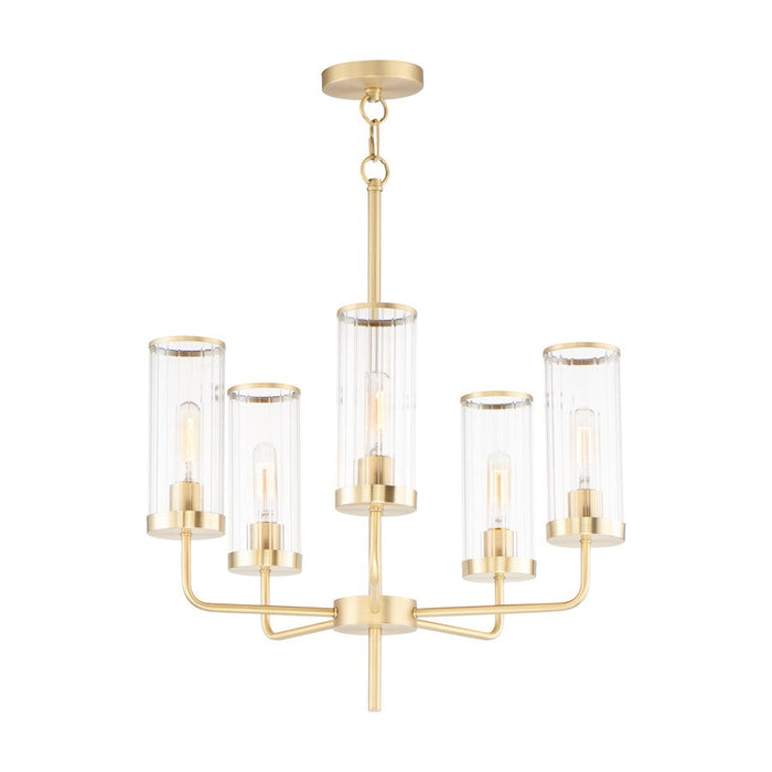 Maxim Lighting Crosby 5-Light Chandelier, Satin Brass/Clear Ribbed - 11475CRSBR