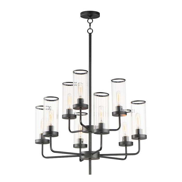 Maxim Lighting Crosby 9-Light Chandelier, Black/Clear Ribbed - 11479CRBK