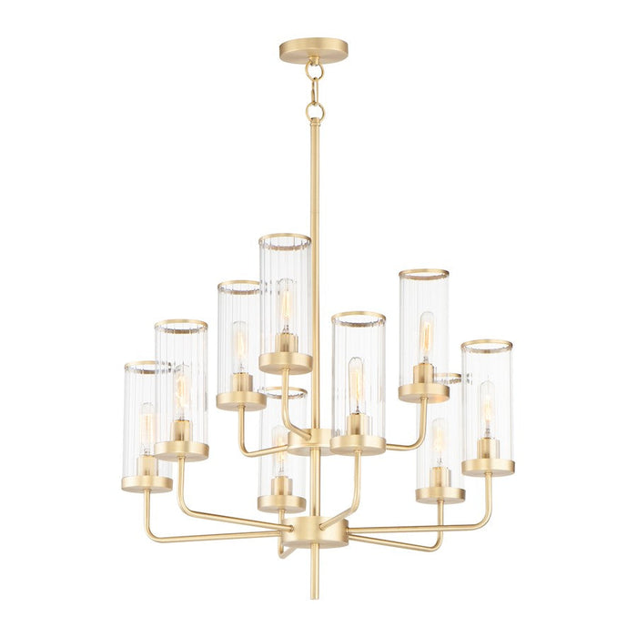 Maxim Lighting Crosby 9-Light Chandelier, Satin Brass/Clear Ribbed - 11479CRSBR