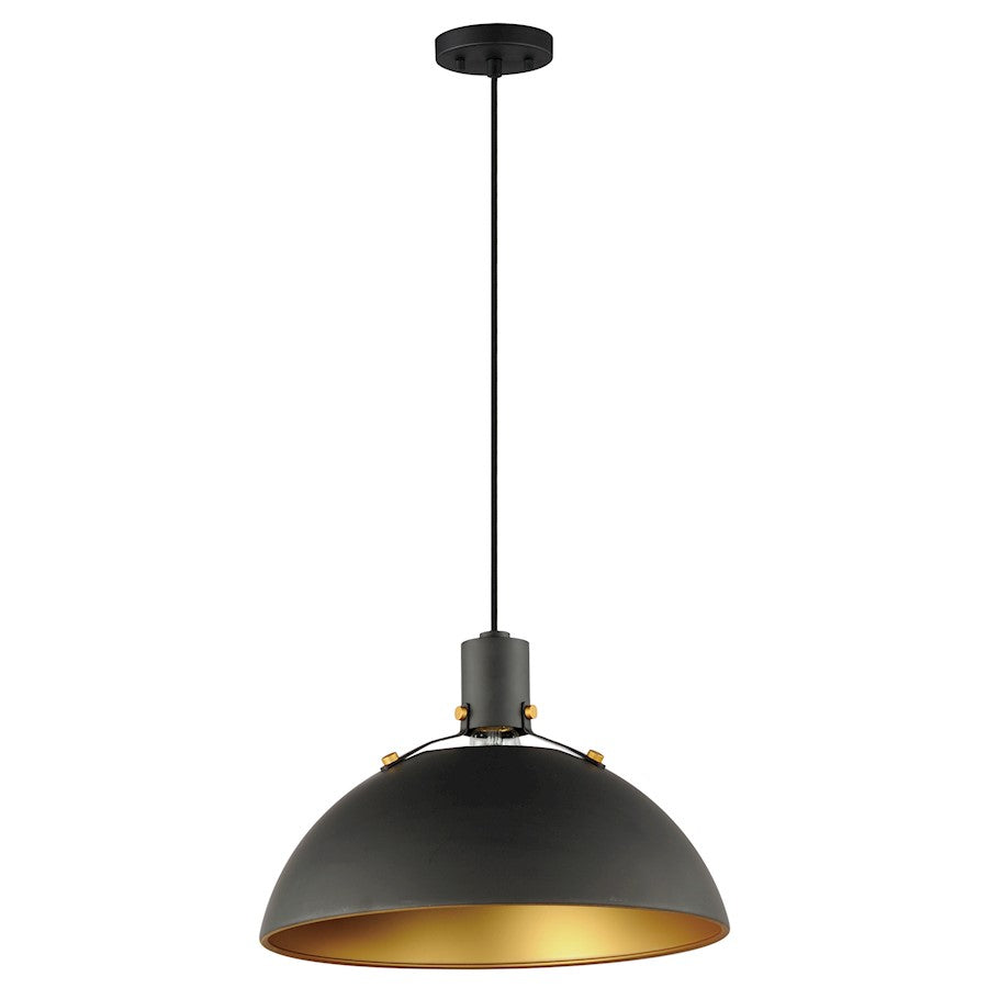 Maxim Lighting Dawn 1 Light 20" Pendant, Antique Brass/Black - 12048ABBK