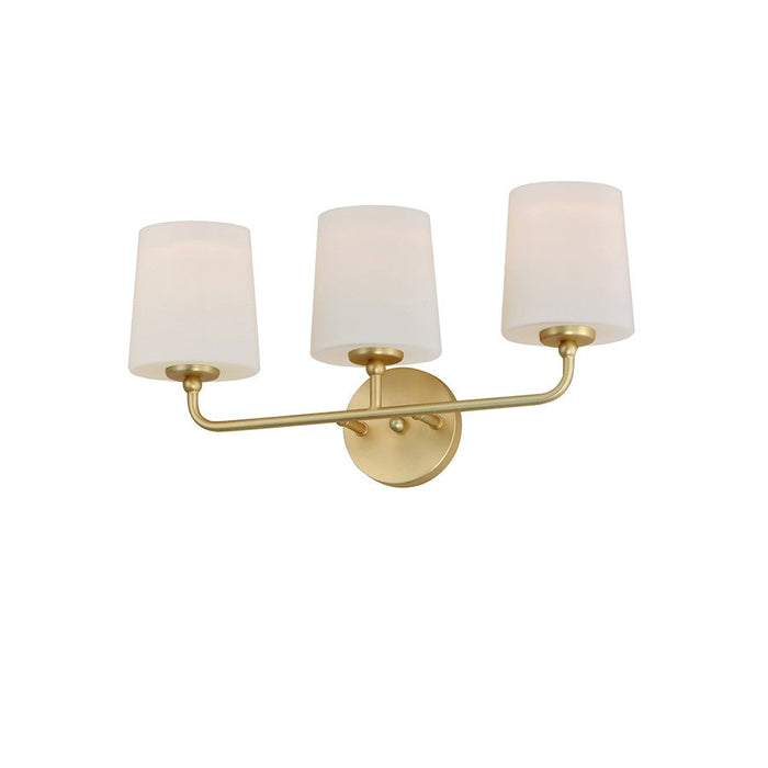 Maxim Lighting Bristol 3 Light Bath Vanity, Satin Brass/Satin White - 12093SWSBR