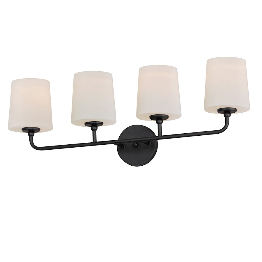 Maxim Lighting Bristol 4 Light Bath Vanity, Black/Satin White - 12094SWBK