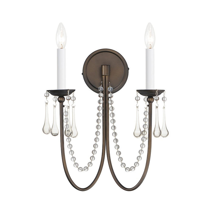 Maxim Lighting Plumette 2 Light Wall Sconce, Bronze/Crystal - 12161CHB-CRY