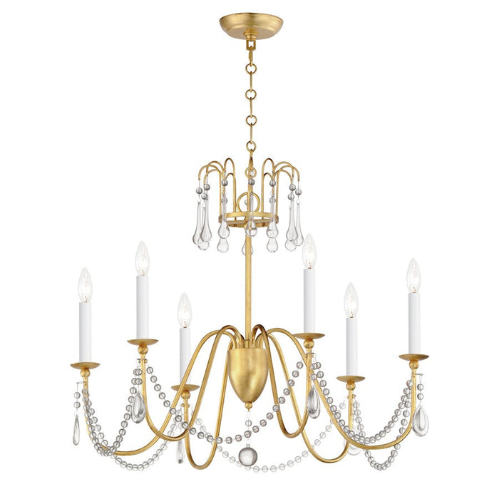 Maxim Lighting Plumette 6 Light Chandelier, Gold Leaf/Crystal - 12166GL-CRY