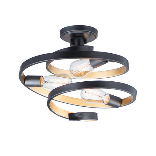 Maxim Lighting Twister 3-Light Semi-Flush Mount in Black/Gold - 12230BKGLD