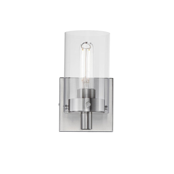 Maxim Lighting Pinn 1 Light Wall Sconce, Satin Nickel/Clear - 12401CLSN