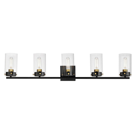 Maxim Lighting Pinn 5 Light Bath Vanity, Black/Satin Brass/Clear - 12405CLBKSBR