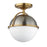 Maxim Duke 1 Light Semi-Flush Mount, Satin Nickel/Brass/White - 12410SWSNSBR