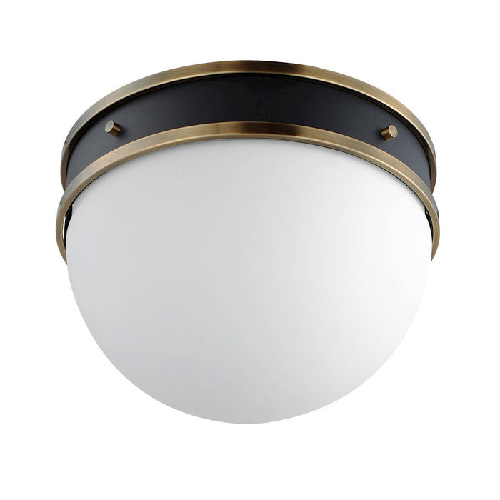 Maxim Duke 1 Light Flush Mount, Black/Weathered Brass/Satin White - 12419SWBKWBR