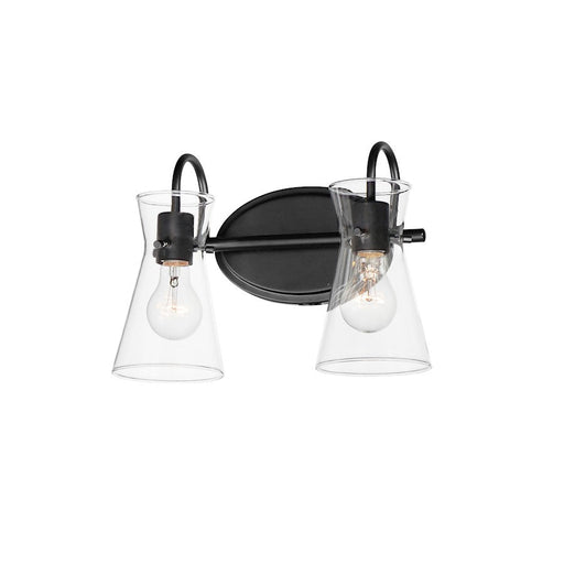 Maxim Lighting Ava 2 Light Bath Vanity, Black/Clear - 12482CLBK