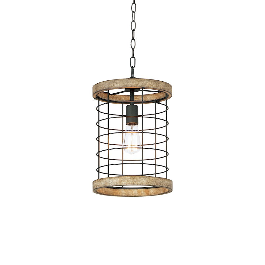 Maxim Lighting Homestead 10" Single Pendant, Driftwood/Black - 12519DWBK