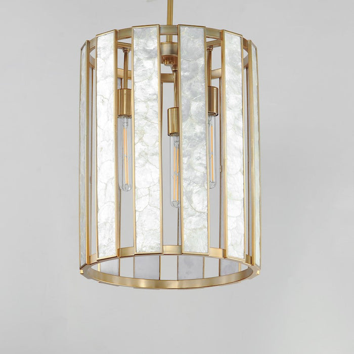 Maxim Lighting Miramar 3Lt Entry Foyer Pendant, Capiz/Brass