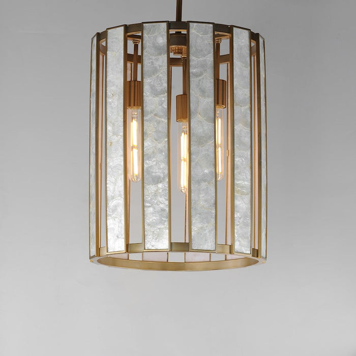 Maxim Lighting Miramar 3Lt Entry Foyer Pendant, Capiz/Brass