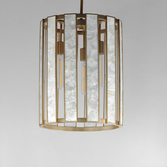 Maxim Lighting Miramar 3Lt Entry Foyer Pendant, Capiz/Brass