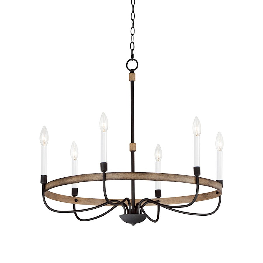 Maxim Lighting Franklin 6-Light Chandelier, Driftwood/Black - 14446DWBK