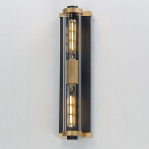 Maxim Lighting Opulent 2 Light 20" Outdoor Sconce, Black/Brass/Ribbed