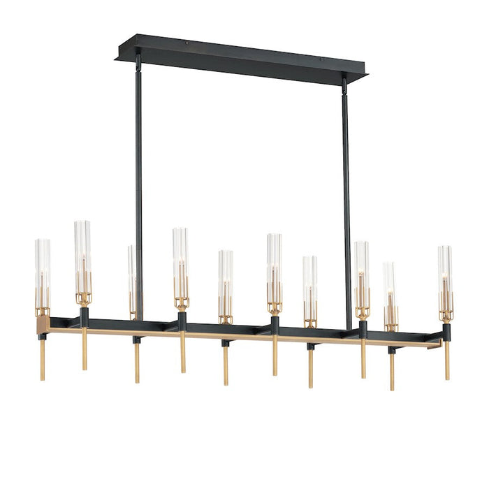 Maxim Flambeau 10 Light Linear Chandelier, Black/Brass/Clear - 16127CLBKAB