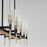 Maxim Flambeau 10 Light Linear Chandelier, Black/Brass/Clear