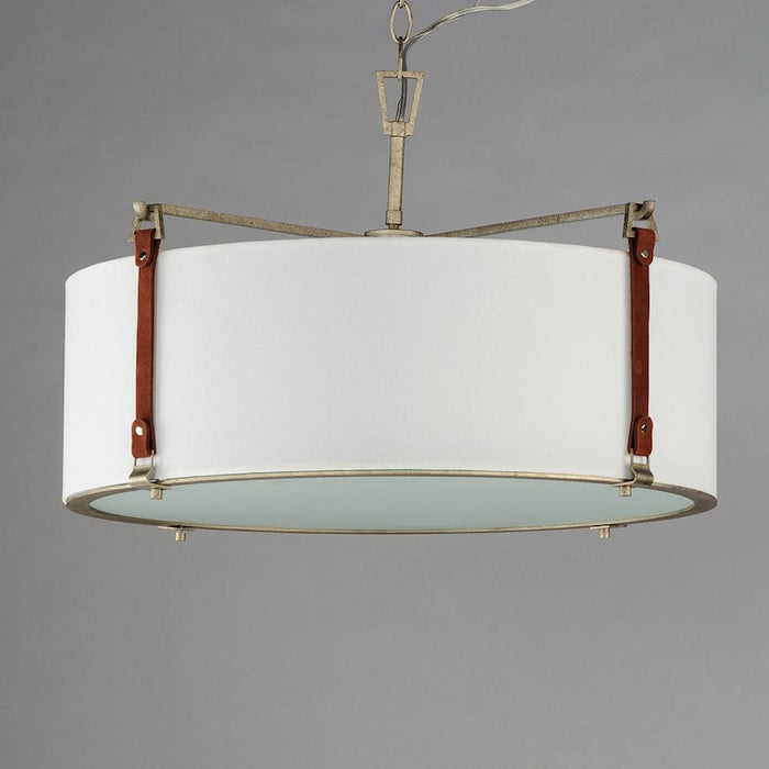 Maxim Lighting Sausalito 4 Light Pendant, Zinc/Brown Suede/Frosted