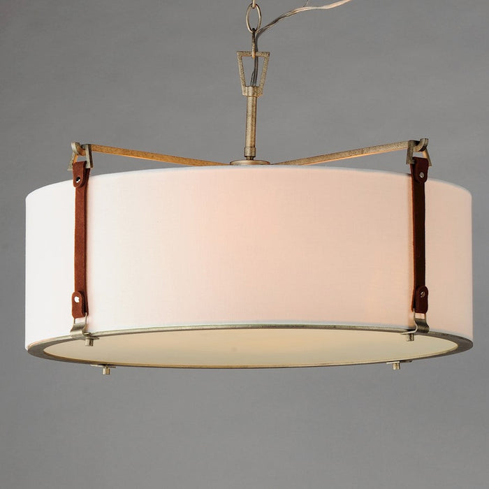 Maxim Lighting Sausalito 4 Light Pendant, Zinc/Brown Suede/Frosted