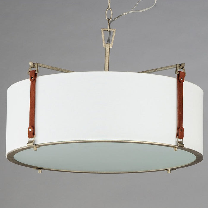 Maxim Lighting Sausalito 4 Light Pendant, Zinc/Brown Suede/Frosted