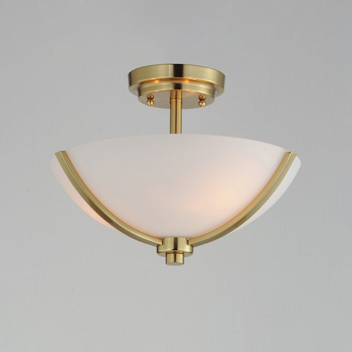 Maxim Deven 3 Light Semi-Flush Mount, Satin Brass/Satin White