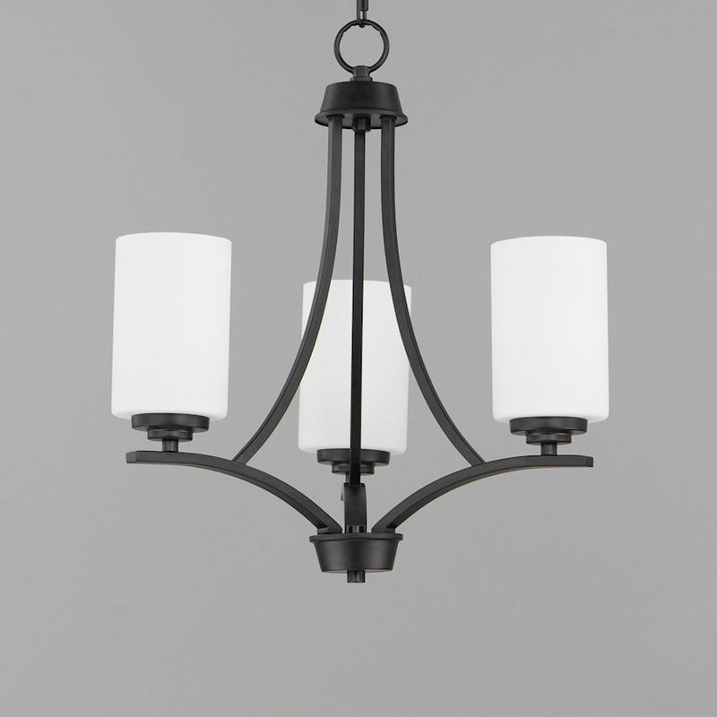 Maxim Lighting Deven 3 Light Mini Chandelier, Black/Satin White