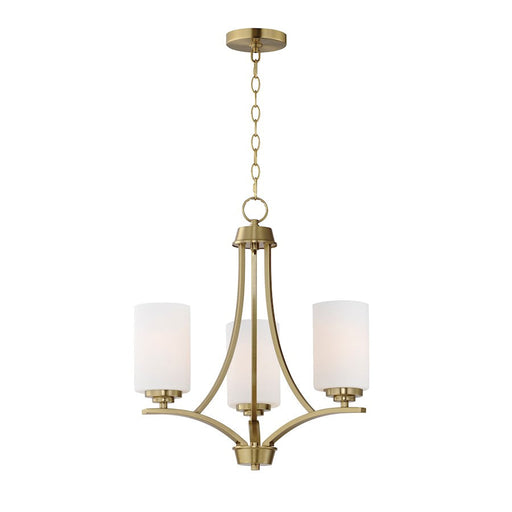 Maxim Deven 3 Light Mini Chandelier, Satin Brass/Satin White - 20033SWSBR