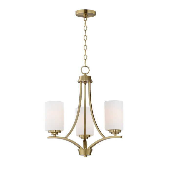 Maxim Deven 3 Light Mini Chandelier, Satin Brass/Satin White - 20033SWSBR