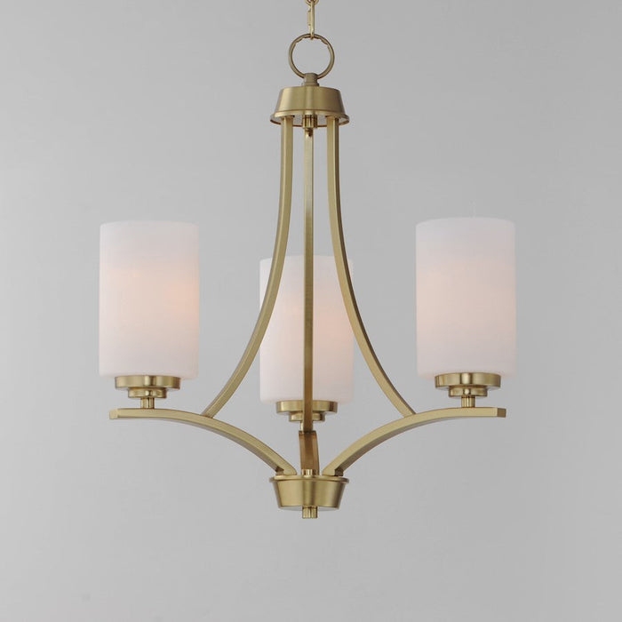 Maxim Deven 3 Light Mini Chandelier, Satin Brass/Satin White