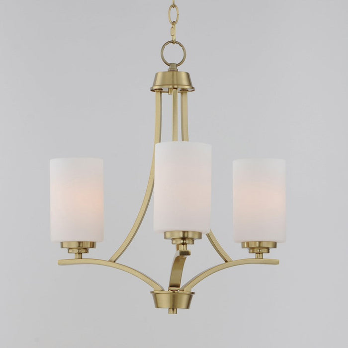 Maxim Deven 3 Light Mini Chandelier, Satin Brass/Satin White