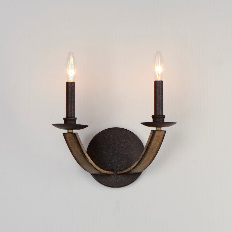 Maxim Lighting Basque 2 Light Wall Sconce, Driftwood/Anthracite