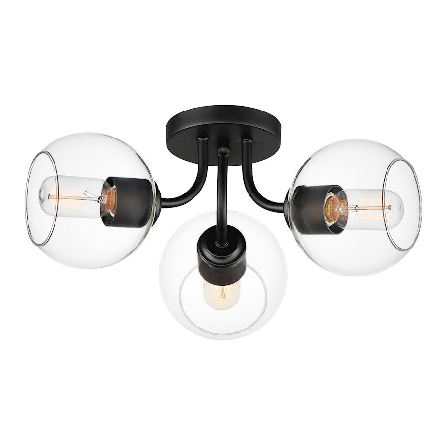 Maxim Lighting Knox 3 Light Semi-Flush Mount, Black/Clear - 21634CLBK